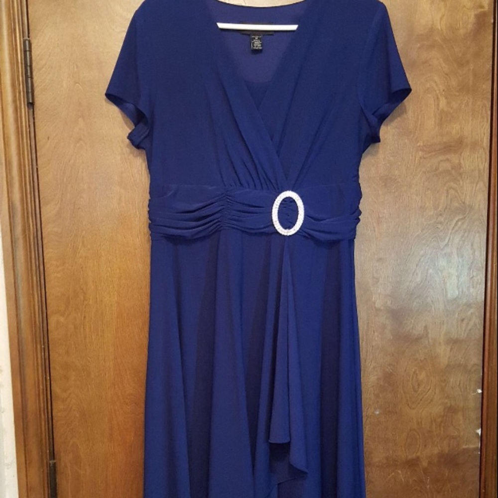 Navy blue high low banquet dress